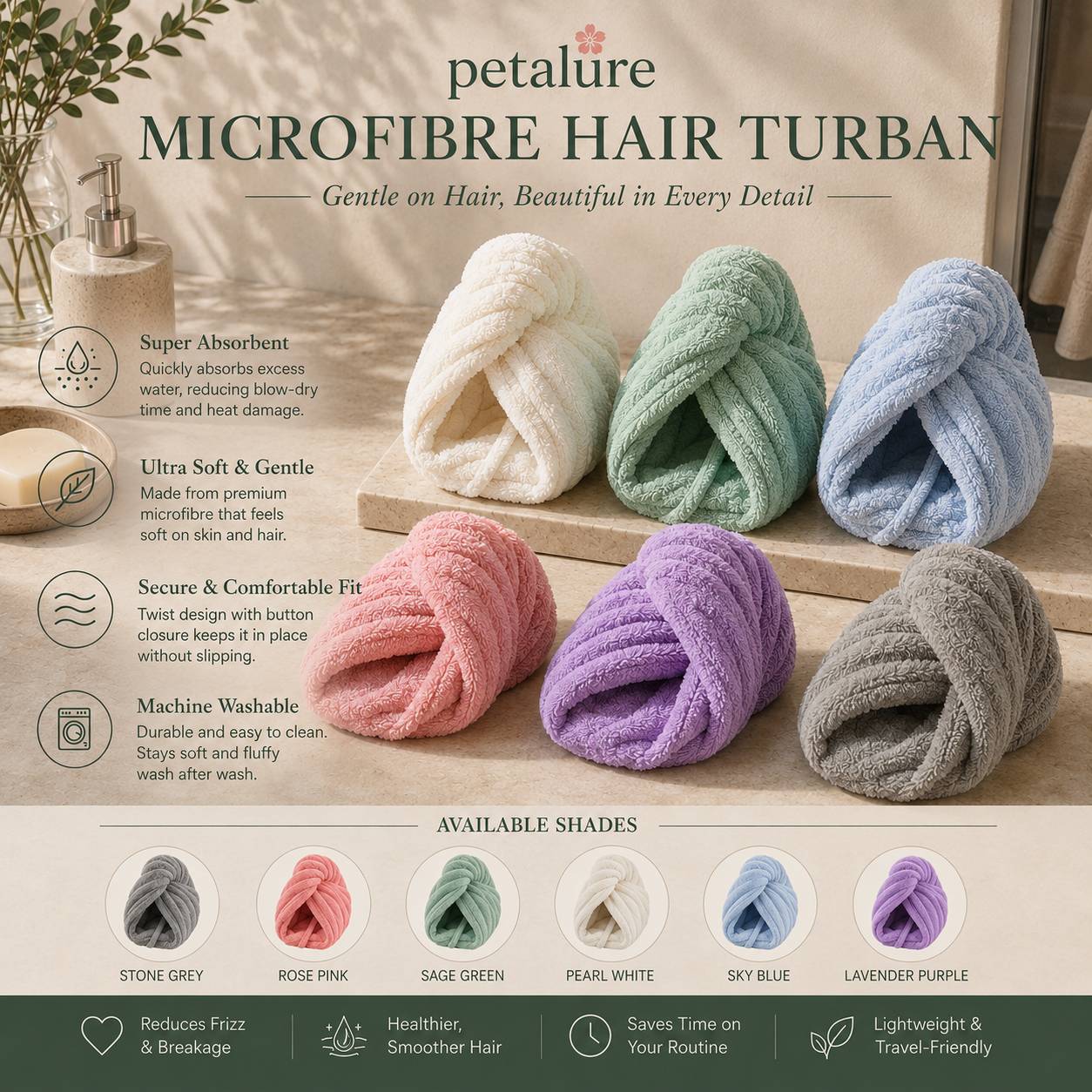 Microfibre Hair Towel Wrap – QuickDry Hair Turban