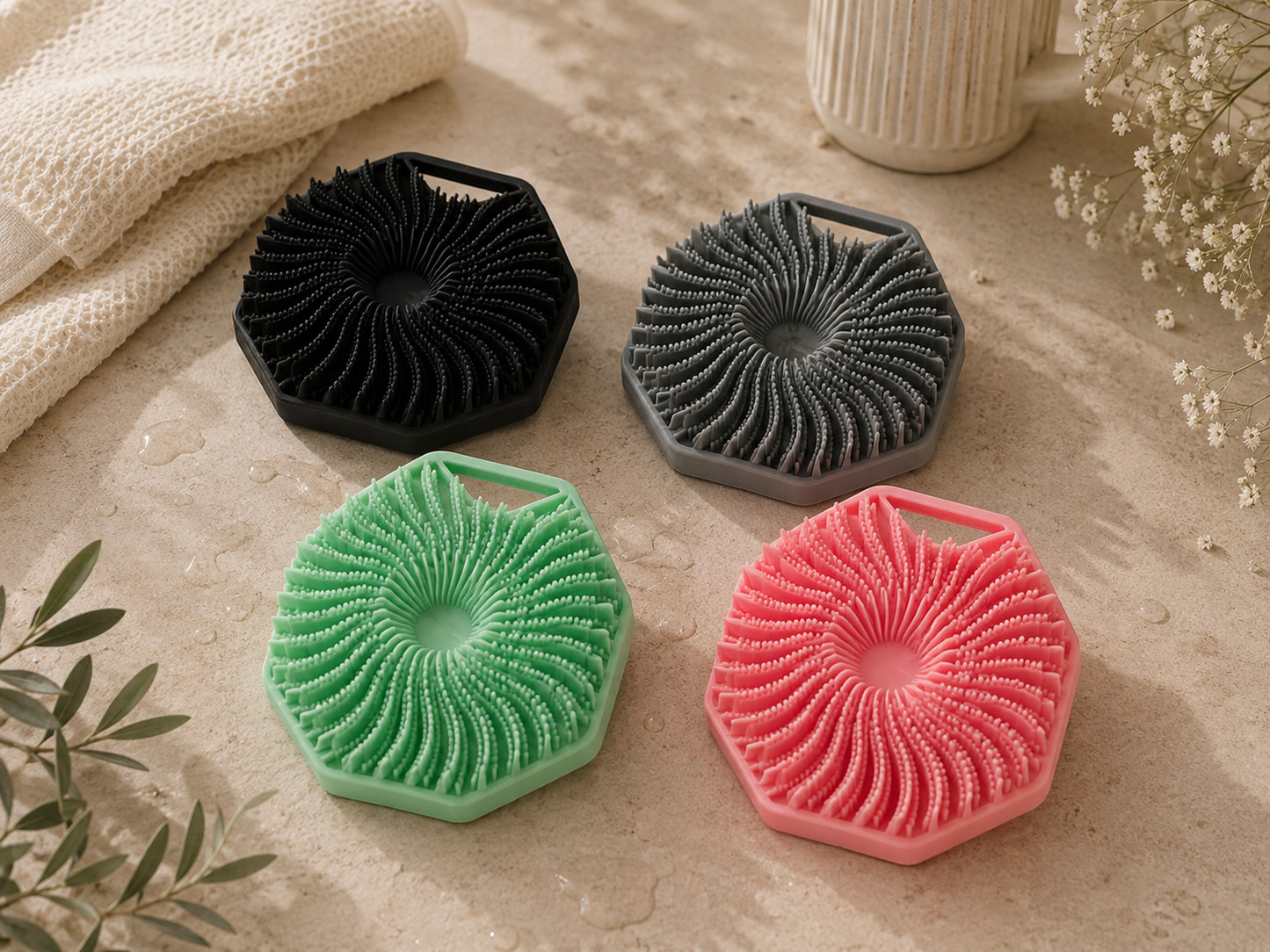 sensitive skin silicone shower brush