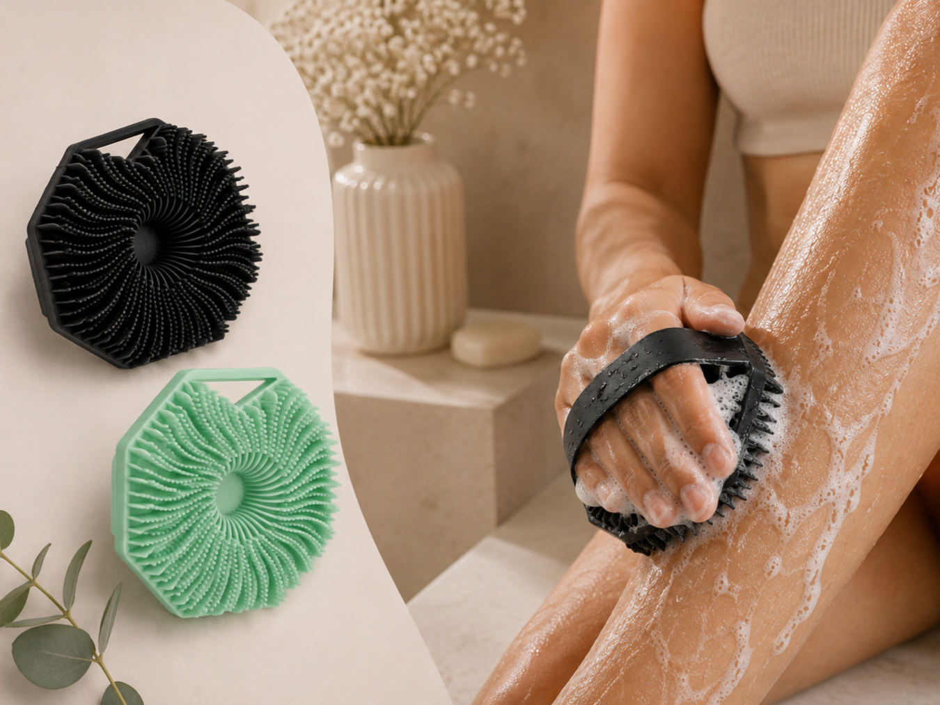 sensitive skin silicone shower brush