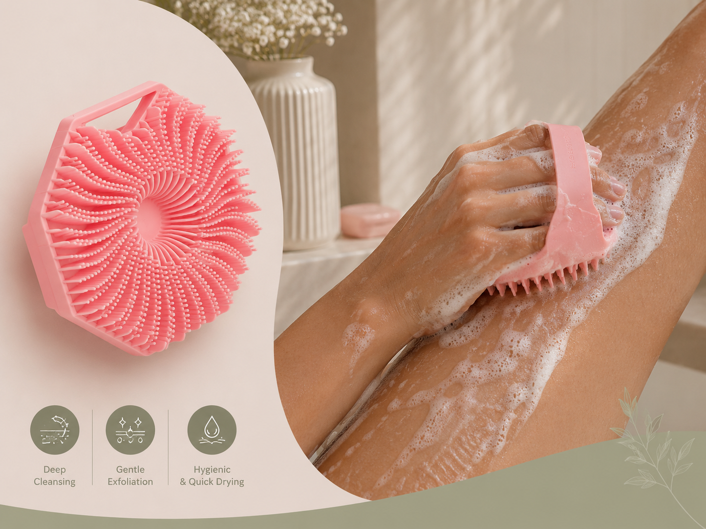 sensitive skin silicone shower brush